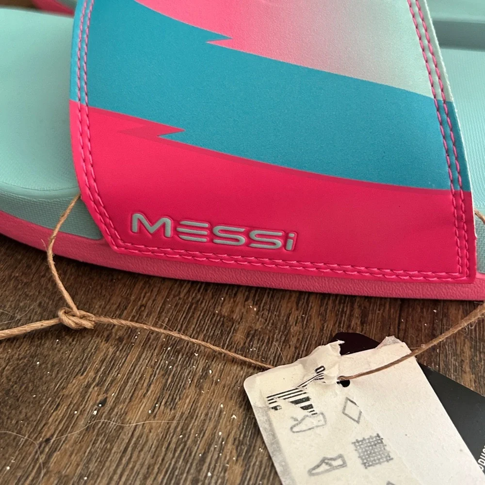 NEW Adidas Messi Adilette Comfort Slides Sandals Men's Size 10 Blue World Cup‎